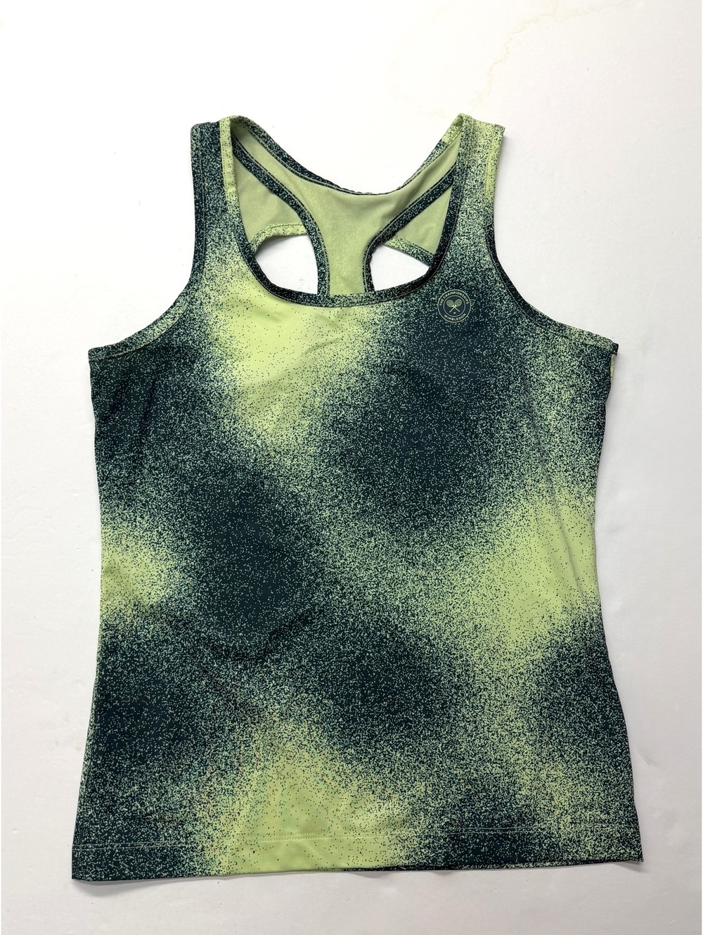 Wimbledon Sport Tennis Spray Performance Lime Green Racerback Athletic Tank Top